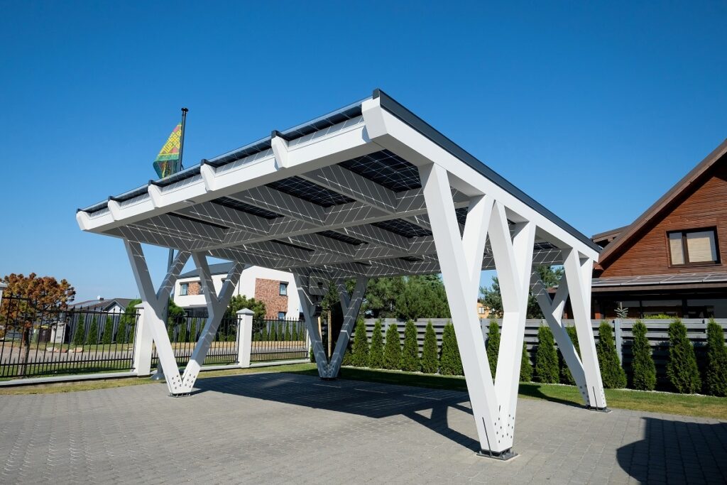a carport in a residential setting